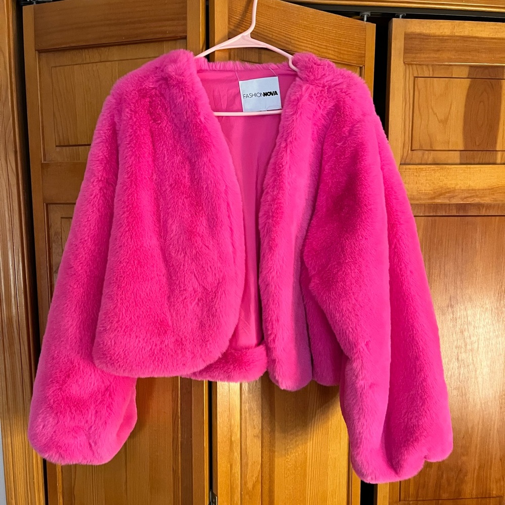 Fashion Nova Pink Faux Fur Coat